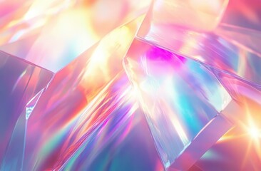 Poster - Refraction Prism Rainbow Abstract Texture Design Iridescent Futuristic Shiny Metallic Neon Wallpaper