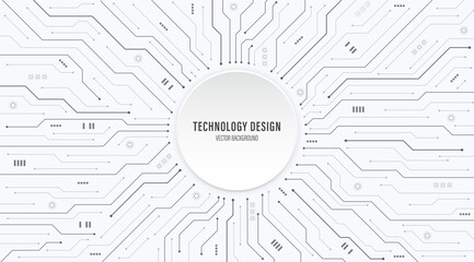 Aufkleber - Black and white circuit board background. High-tech circuit board digital technology. Top view electronic motherboard background. Vector illustration.