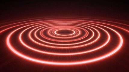 Wall Mural - abstract red neon circular light energy field
