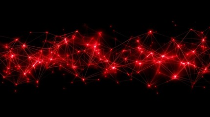 Wall Mural - abstract red network connections digital art