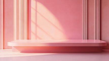 Aufkleber - Minimalist Pink Tabletop with Soft Wall Background Kitchen Decor Aesthetic Interior Design