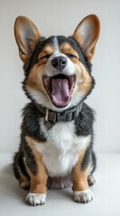 Sticker - Happy pup with a big yawn. AI.