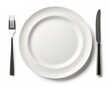 © njbfoto - A white plate with a fork and knife on it AI generated