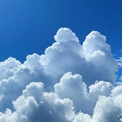 Canvas Print - Breathtaking Cloudscape Against Vibrant Blue Sky   Picturesque Scenic Landscape with Fluffy Cumulus Clouds