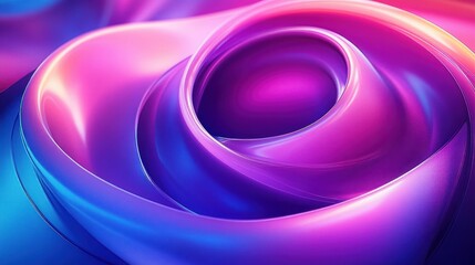 Aufkleber - Dynamic Abstract Composition of Swirling Glossy Rings in Blue and Purple Shades with Gradient Effect