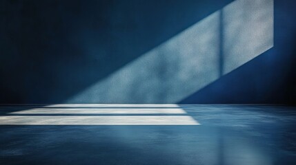 Aufkleber - Minimalist Studio with Concrete Floor and Blue Walls for Product Display