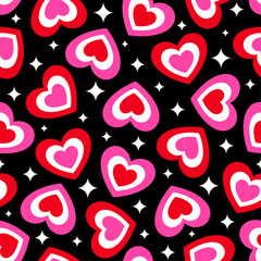 Wall Mural - Cute heart and star seamless pattern design for Valentine’s day background.