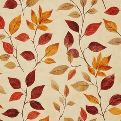 Canvas Print - Vibrant Autumnal Leaf Pattern Backdrop with Rustic Botanical Foliage