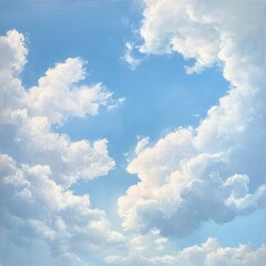 Canvas Print - Majestic Cloudscape Against Serene Blue Sky Tranquil Heavenly Scenery