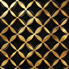 Poster - Mesmerizing Golden Geometric Floral Pattern Seamless Abstract Decorative Design Backdrop