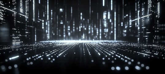 Fototapete - Digital virtual cyberspace with data burst flow. Virtual wireless transfer. Generative AI technology.	
