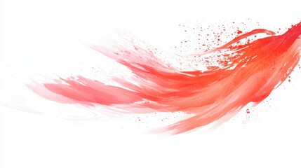 Wall Mural - A red brush stroke with red paint splatters