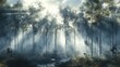 © LAB.Photo - Enchanted Forest: Mystical Fog and Dramatic Shadows in Photorealistic Scene