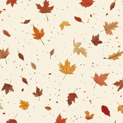 Canvas Print - Colorful Autumn Leaves Falling and Floating on Neutral Background