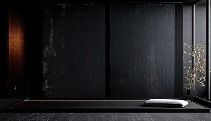 Aufkleber - Minimalistic Black Canvas Abstract Texture Ambient Light Calm Introspection Symmetrical Composition Modern Art