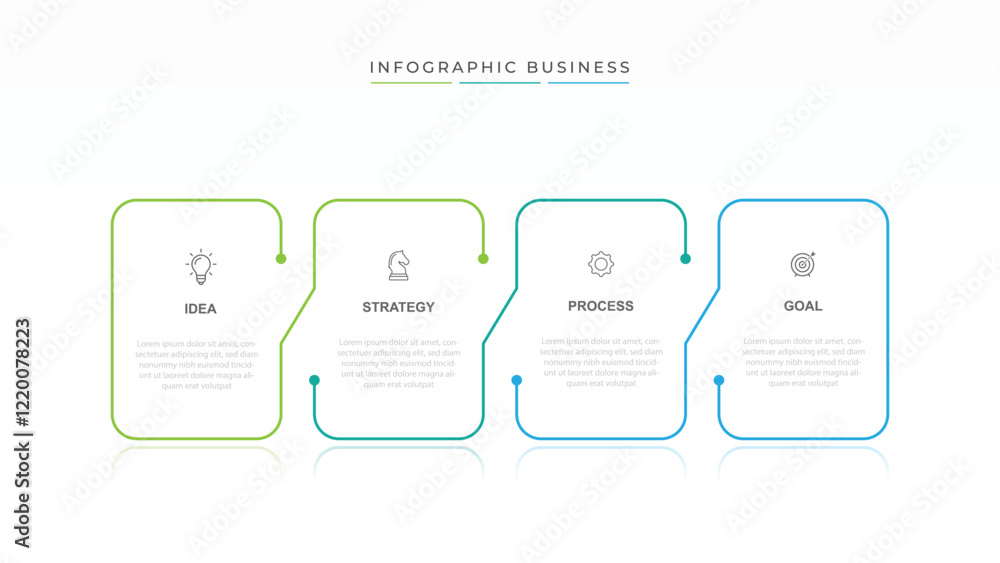 Horizontal progress bar featuring 4 arrow-shaped elements, symbolizing ...