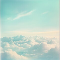 Canvas Print - Dreamlike Cloudscape in Pastel Tones   Serene Heavenly Skies with Fluffy Cumulus Formations