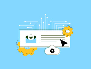 Wall Mural - ai e-mail marketing with automated messages, digital communication. email campaign, ai marketing too