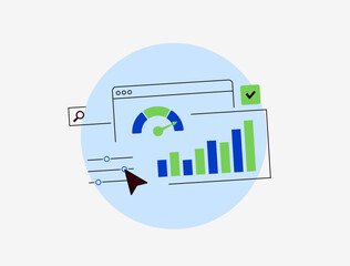 Wall Mural - website performance testing with speed analysis, load time monitoring, technical seo optimization, a