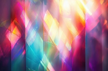 Poster - Refraction and Prism Effects in Vibrant Abstract Design with Holographic and Iridescent Rainbow Colors