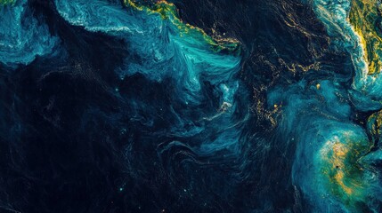 Wall Mural - view of earth from space, with its vibrant blue and green hues standing out against the blackness of