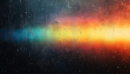 Leinwandbilder - Colorful Rainbow Light Leaks on Black Background with Vintage Dust Texture