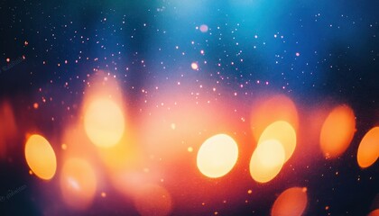 Leinwandbilder - Abstract Artwork with Vibrant Light Reflections and Bokeh Effect in Warm Orange and Cool Blue Tones
