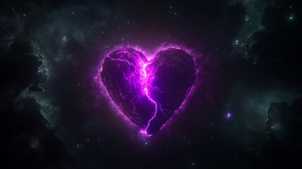 Wall Mural - cosmic heartbreak fractured nebula heart