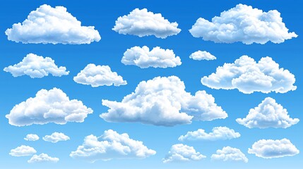 Wall Mural - Clouds in blue sky, scattered, clear day, weather background, for design elements