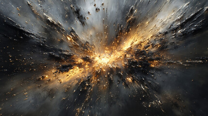 Wall Mural - dynamic explosion of golden light and dark particles