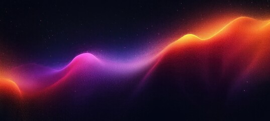 Abstract vibrant glowing texture background with purple orange pink gradients and deep black space