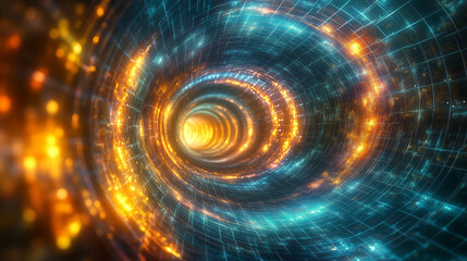 Wall Mural - abstract glowing spiral tunnel of light and energy