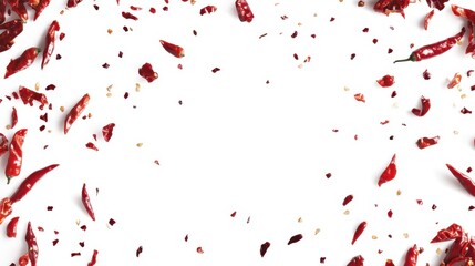 Wall Mural - A white background with red peppers scattered all over it