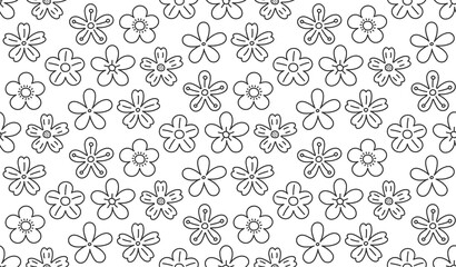 Wall Mural - Seamless pattern with abstract hand drawn flowers, vector eps10 illustration