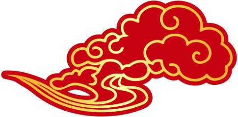 Wall Mural - Oriental Red and Gold Cloud