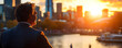 © SemangArt - Businessman sunset city waterfront success