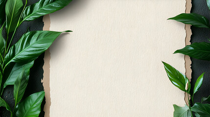 Wall Mural - Paper note with peace lily plant