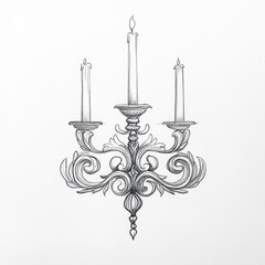 ornate three candle wall sconce design sketch