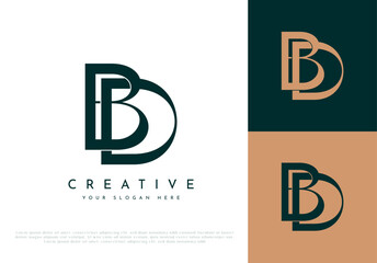 Wall Mural - Letter BD DB minimalist monogram logo design for personal brand