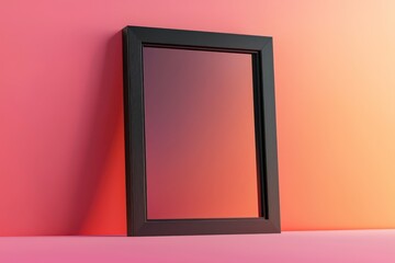 Wall Mural - Bold, sleek black 3D frame on a modern gradient for ad layouts.