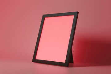 Wall Mural - Modern ads feature a black 3D frame tilted on a light gradient.