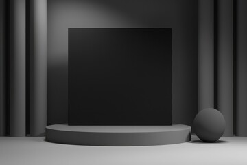 Wall Mural - High-resolution black frame in 3D, ad-focused with ample copy space.