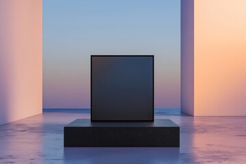 Wall Mural - Bold symmetry in a minimalist black 3D frame, set against a clean gradient.