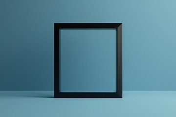 Wall Mural - Minimalist aesthetics of this modern black 3D frame on a light-toned smooth gradient.