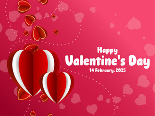 valentine’s day love word hand drawn lettering and calligraphy with cute heart on red, white and pin