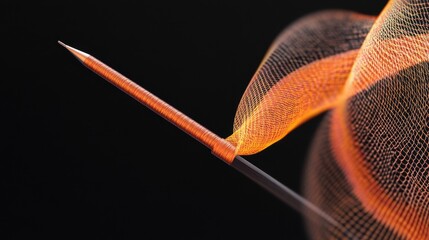 Copper wire coil penetrates glowing orange mesh
