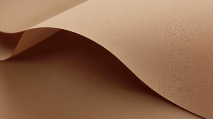 Fototapete - Minimalist close-up of textured brown paper with three-dimensional wavy folds. Warm earthy tones and organic details emphasize the natural fibers and tactile quality of the material.