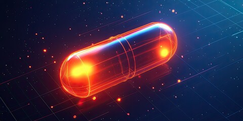 Canvas Print - Glowing Capsule Digitally Rendered In Vivid Hues