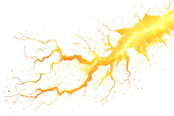 yellow lightning on white background, yellow lightning strike, white background