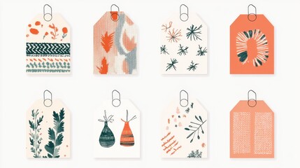 Artistic Gift Tags Featuring Floral And Geometric Designs